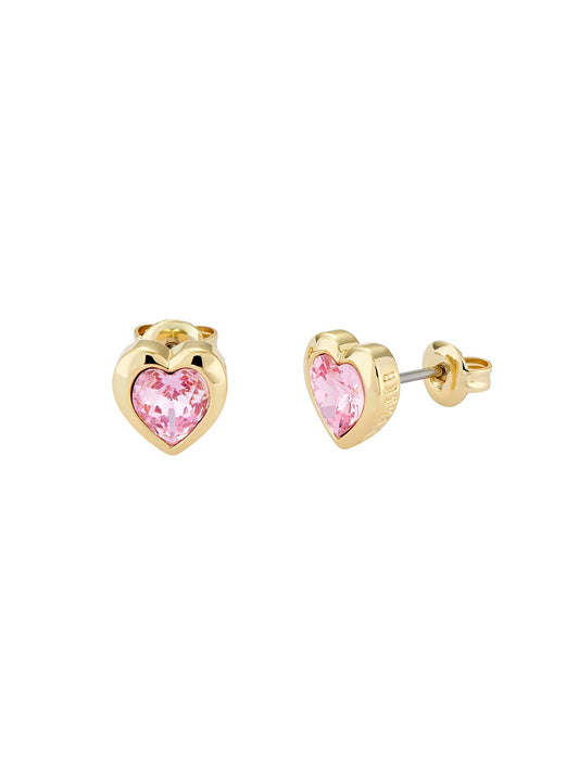 Ted Baker Han Crystal Heart Stud Earrings For Women (Gold/Pink Crystal)