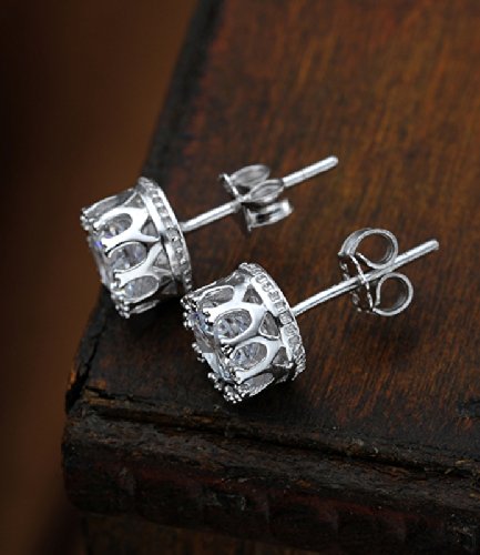 Celebrity Jewelry Shining AAA Cubic Zirconia Crown Solitaire Stud Earrings for Women