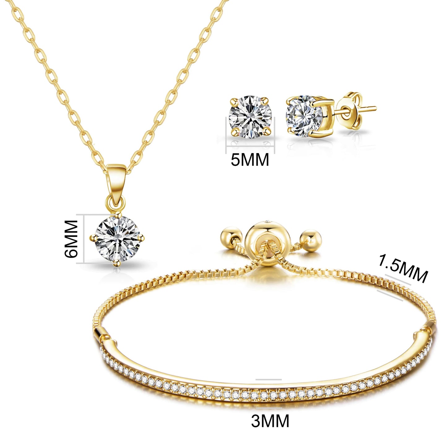 Philip Jones Gold Plated Friendship Set Created with Zircondia® Crystals