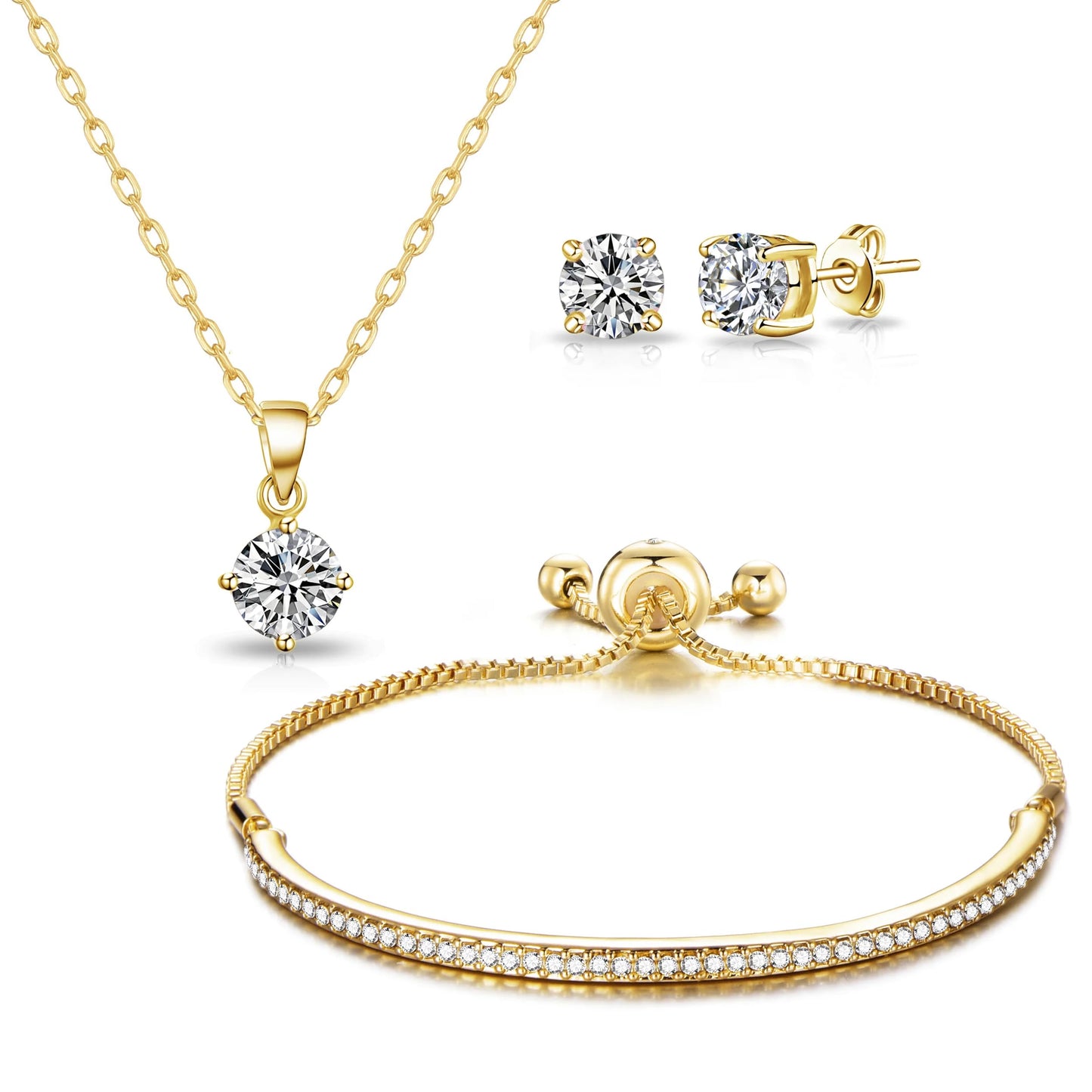 Philip Jones Gold Plated Friendship Set Created with Zircondia® Crystals