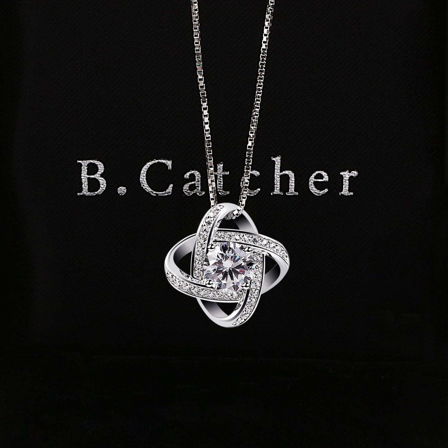 B.Catcher Women Necklaces Sterling Silver Cubic Zirconia Pendant Gemini Necklace