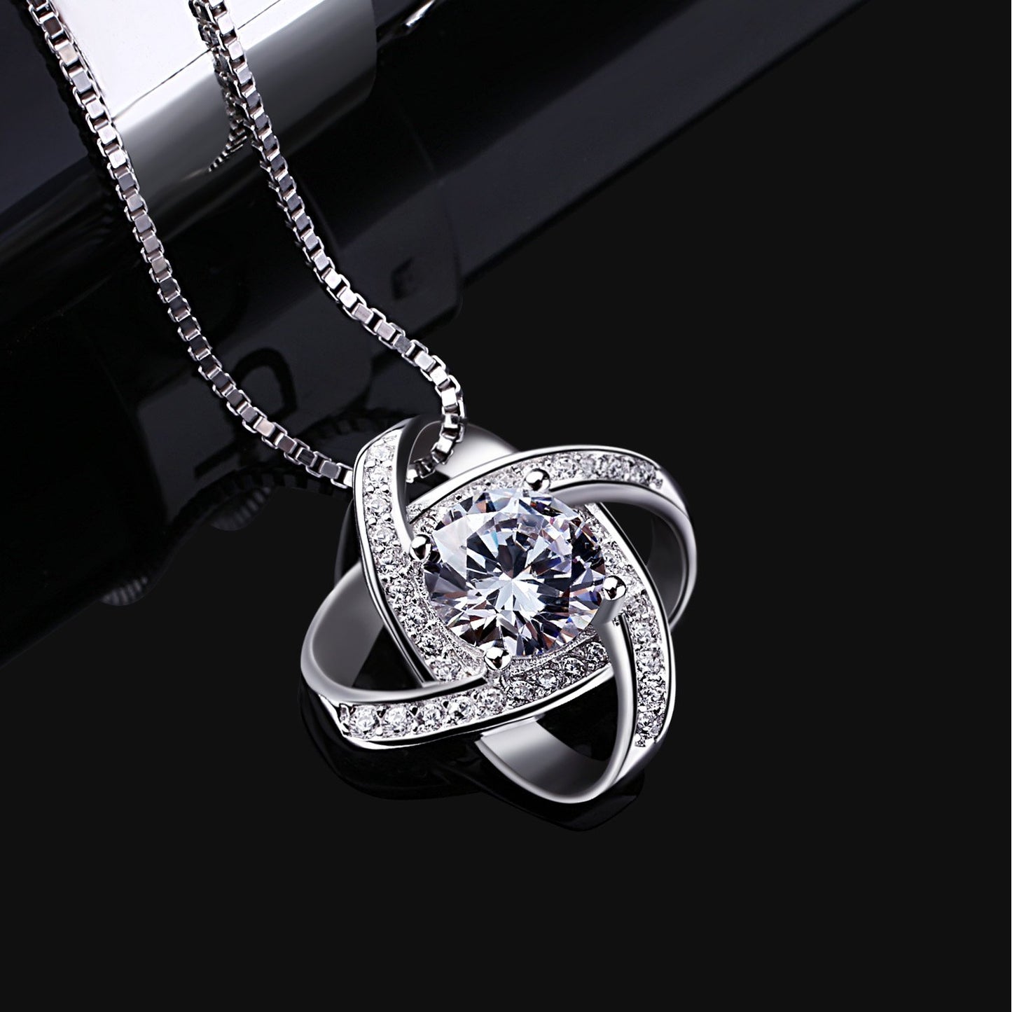 B.Catcher Women Necklaces Sterling Silver Cubic Zirconia Pendant Gemini Necklace