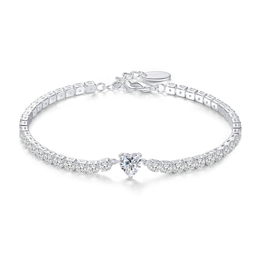 Philip Jones Heart Solitaire Tennis Bracelet Created with Zircondia® Crystals