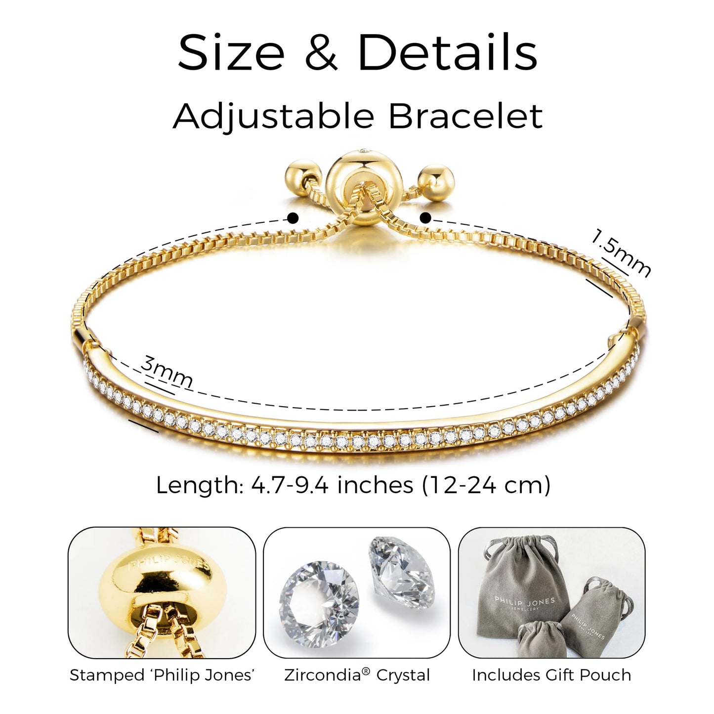 Philip Jones Gold Plated Friendship Set Created with Zircondia® Crystals