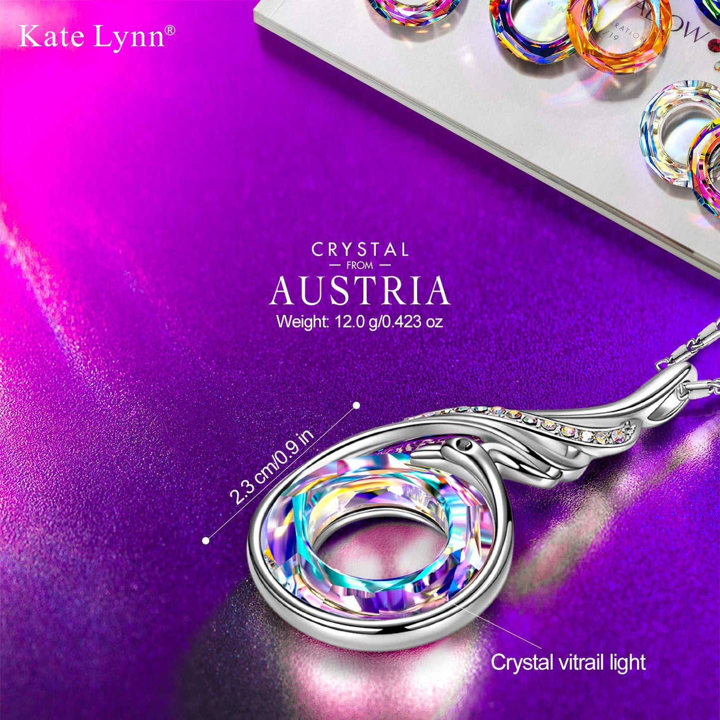 Kate Lynn Phoenix Necklace for Women Pendant Birthday Gifts for Women Jewellery Crystal Necklace Personalised Gifts for Her Sister Wife Mum Girfirend Jewellery Box