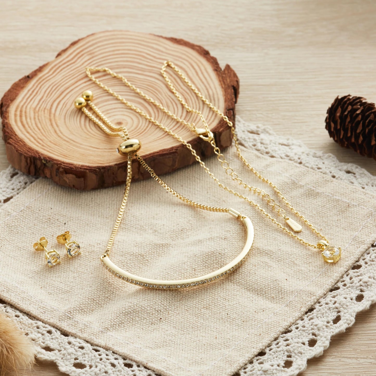 Philip Jones Gold Plated Friendship Set Created with Zircondia® Crystals