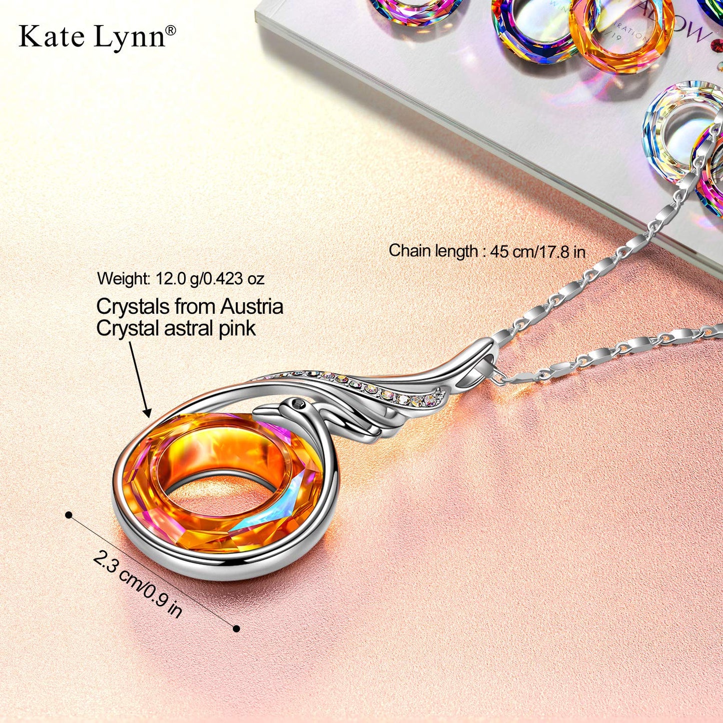 Kate Lynn Phoenix Necklace for Women Pendant Birthday Gifts for Women Jewellery Crystal Necklace Personalised Gifts for Her Sister Wife Mum Girfirend Jewellery Box